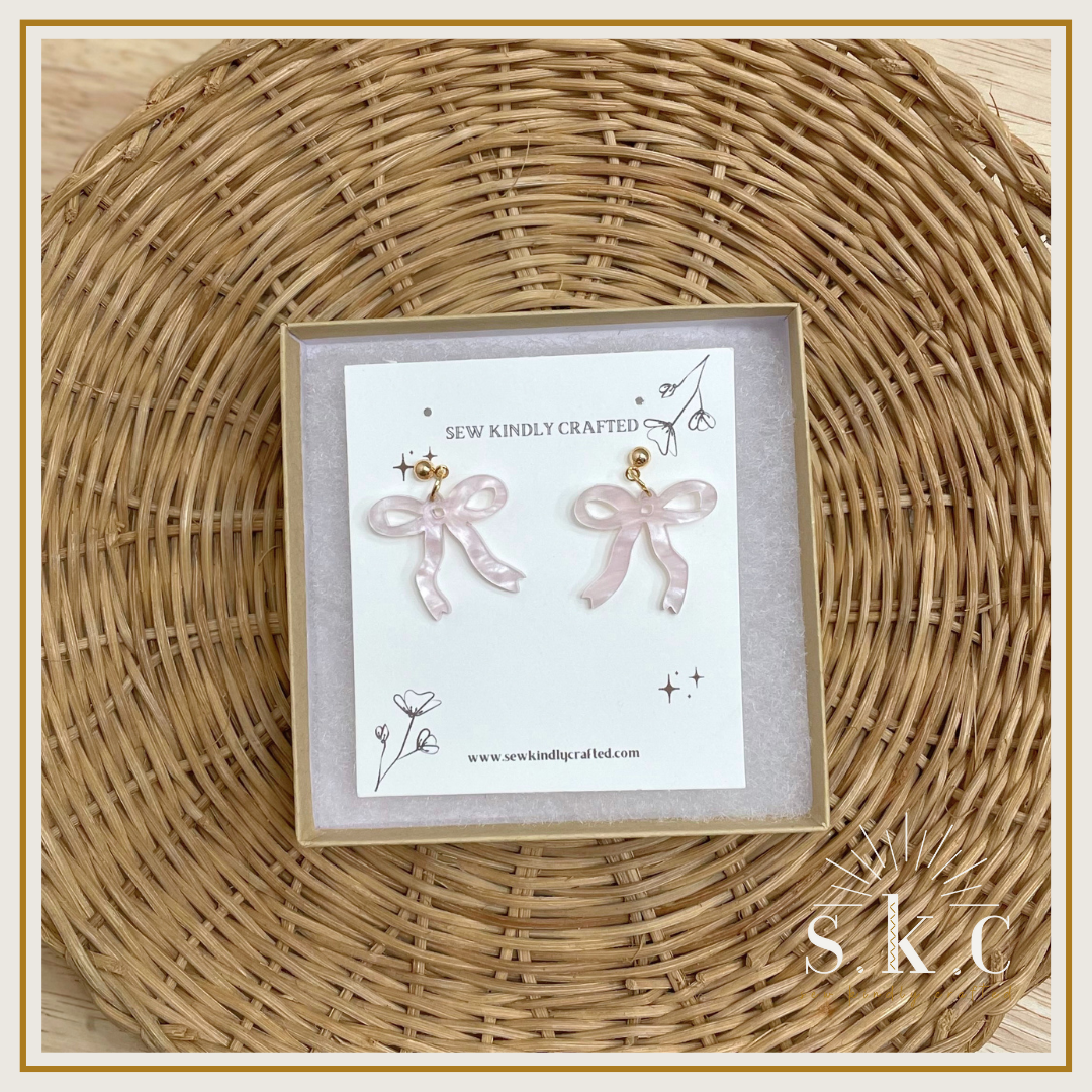 Pink Bow Earrings