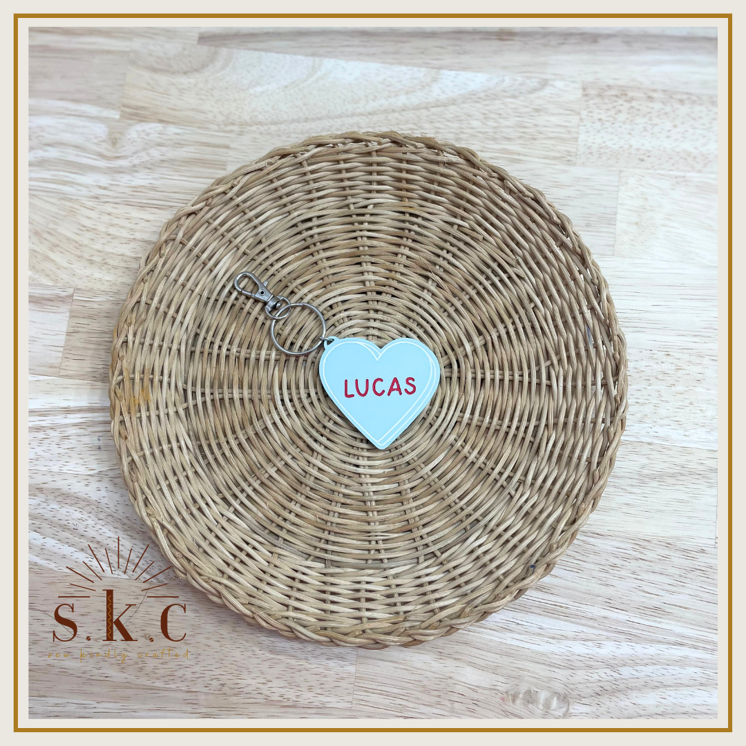 Conversation Heart Keychains - With Name