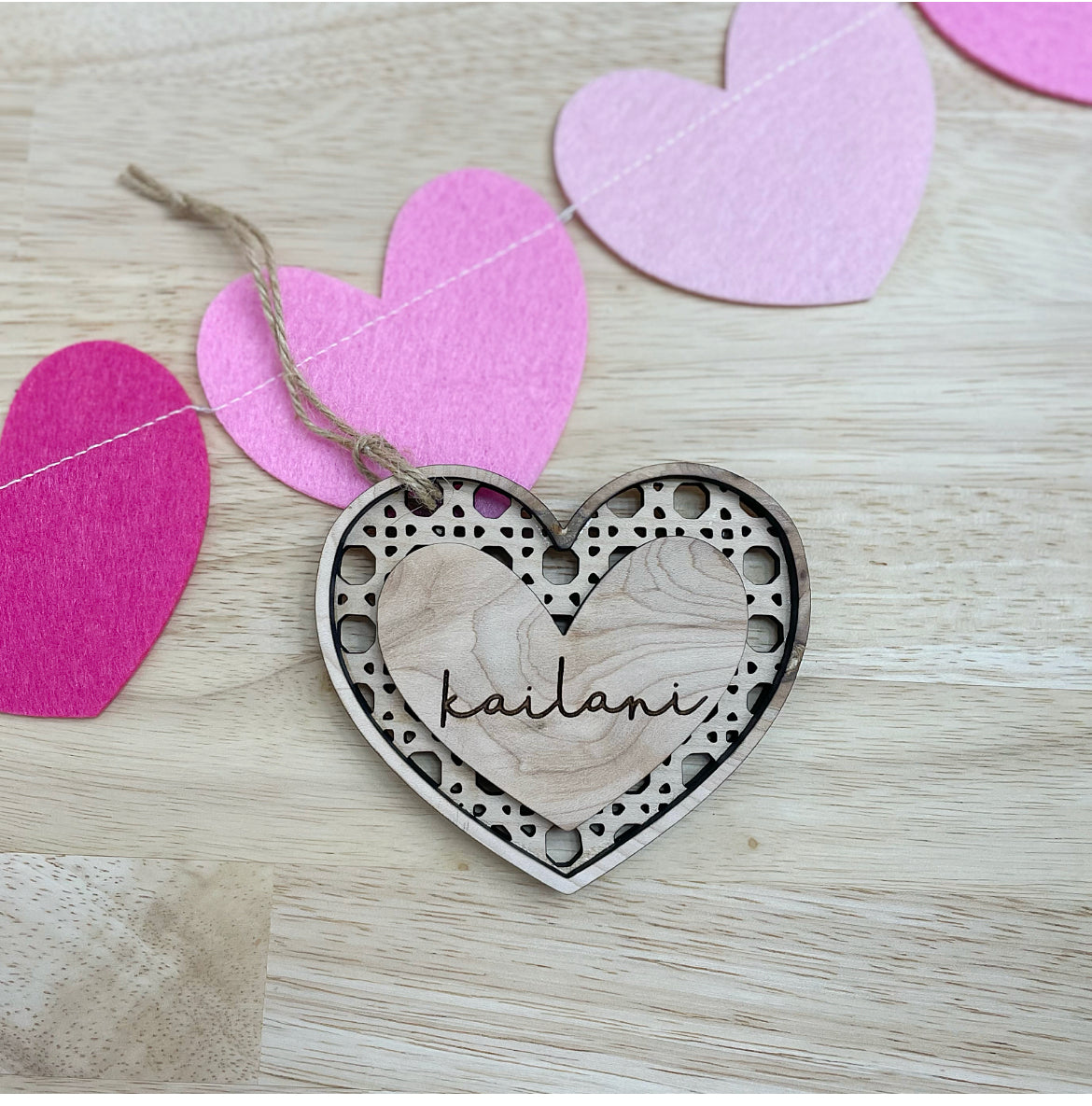 Rattan Heart Name Tag