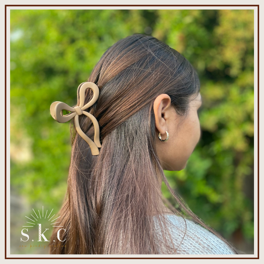 Mustard Bow Hair Claw Clip