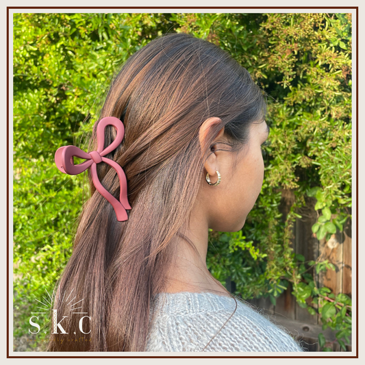 Red Bow Hair Claw Clip