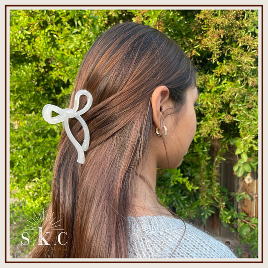 White Bow Hair Claw Clip