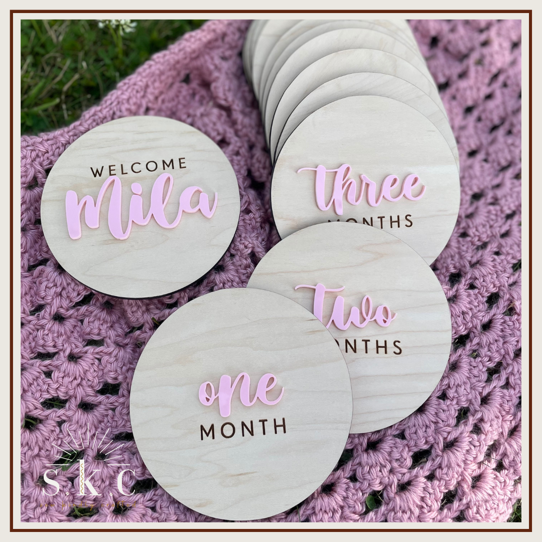 Wood and Acrylic Milestone Discs
