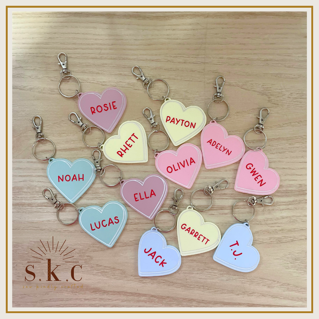 Conversation Heart Keychains - With Name