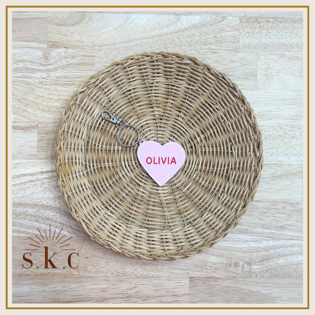 Conversation Heart Keychains - With Name