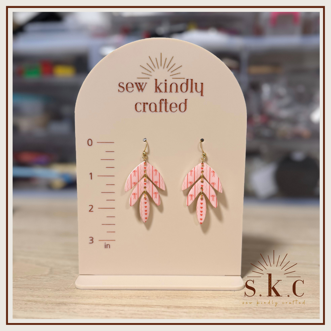Red and Pink Bow Earrings