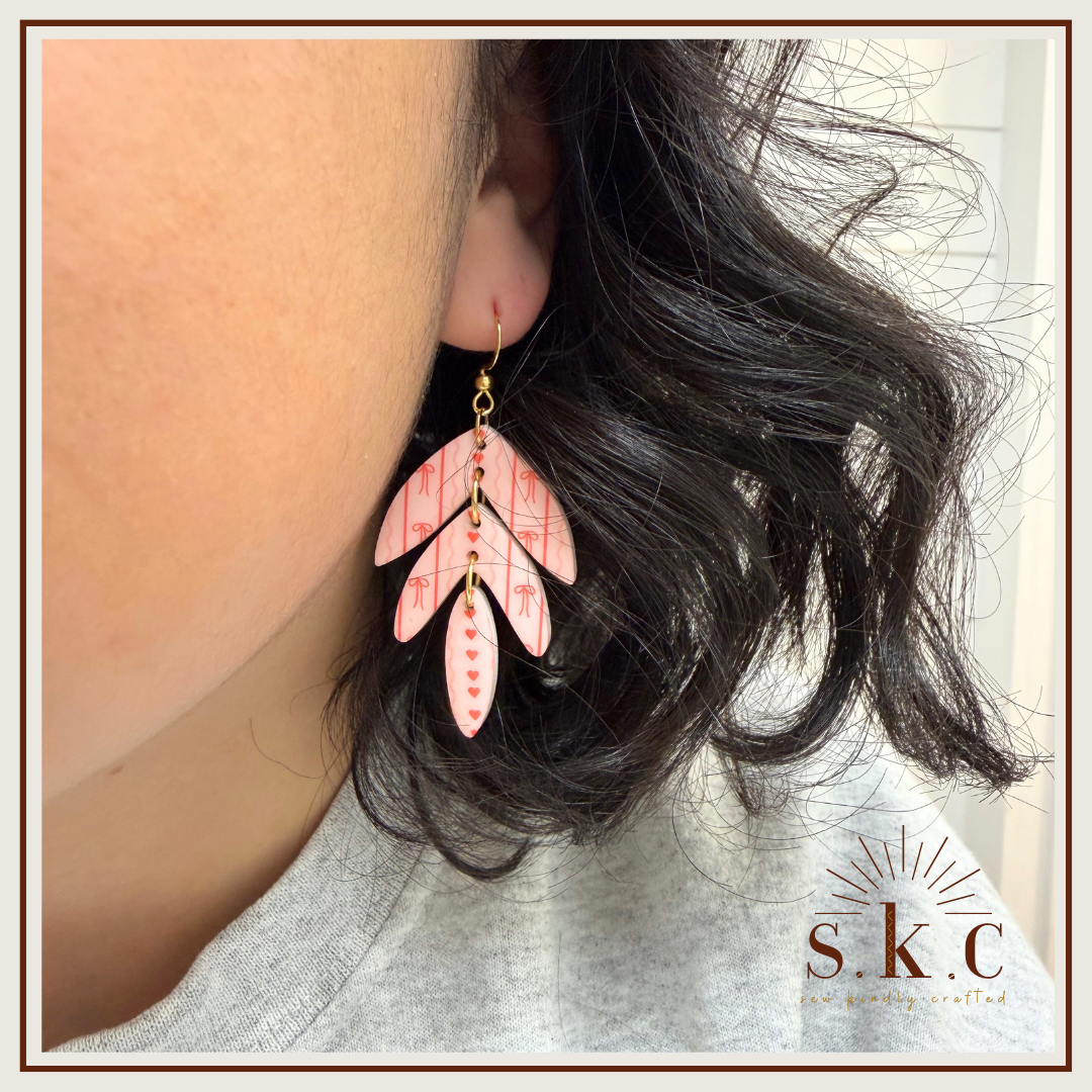 Red and Pink Bow Earrings