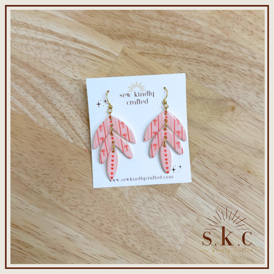 Red and Pink Bow Earrings