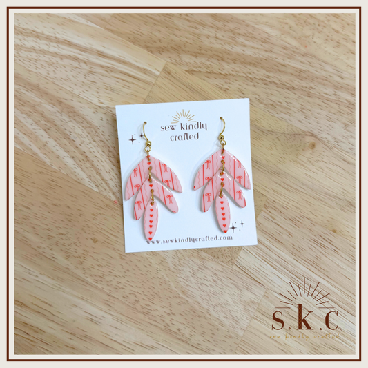Red and Pink Bow Earrings