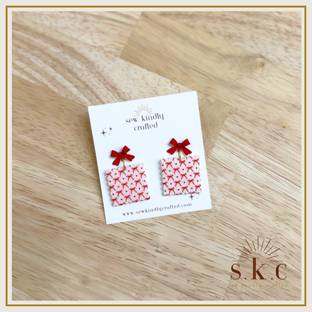 Red Bow Earrings