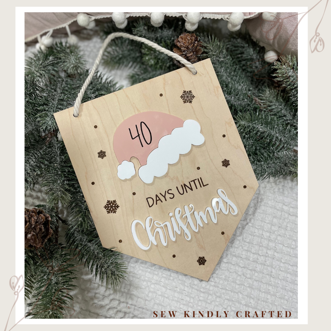 Pink and White Santa Hat - Christmas Count Down