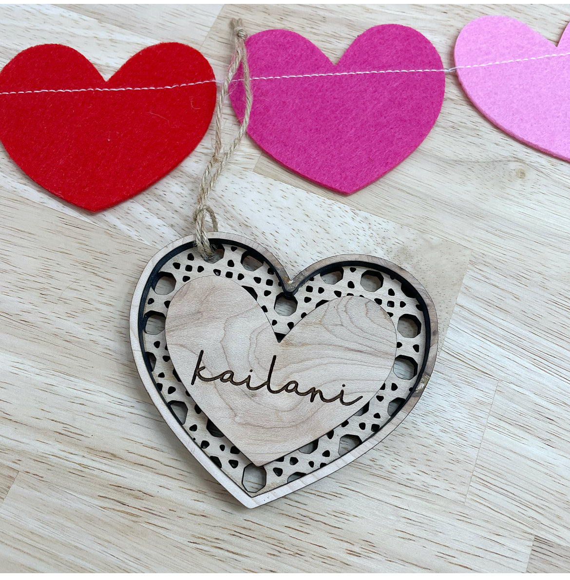 Rattan Heart Name Tag