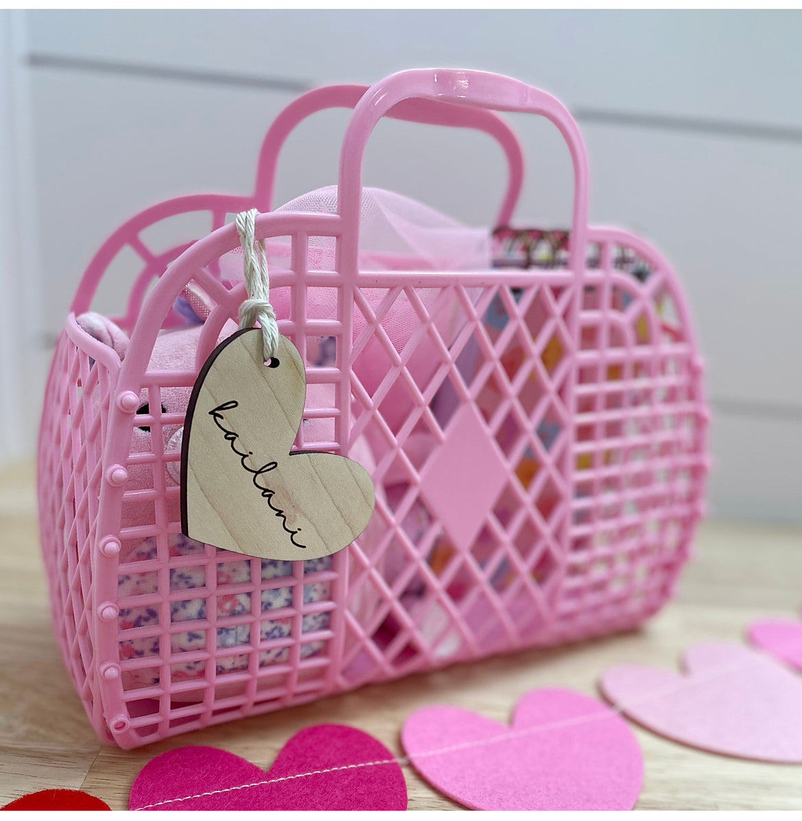 Wooden Heart Name Tag