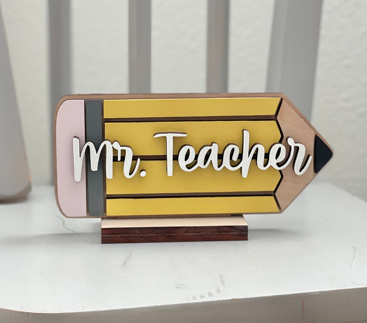Pencil Teacher Name Plaque